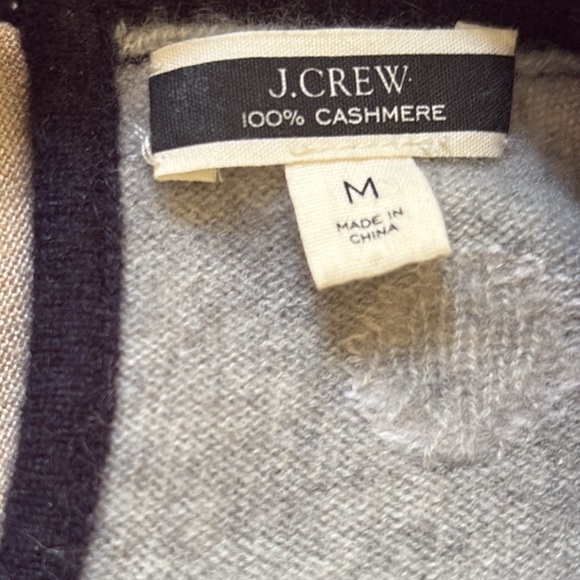 J. Crew Heather Gray Cashmere Navy Bow Detail Polka Dot Crewneck Sweater - M - Picture 11 of 14